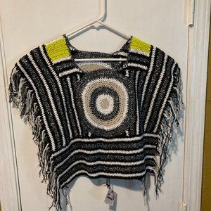 OF Handmade of Italy women's size S small metallic stretch knit freestyle poncho